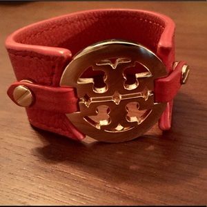 Tory Burch logo leather wrap bracelet